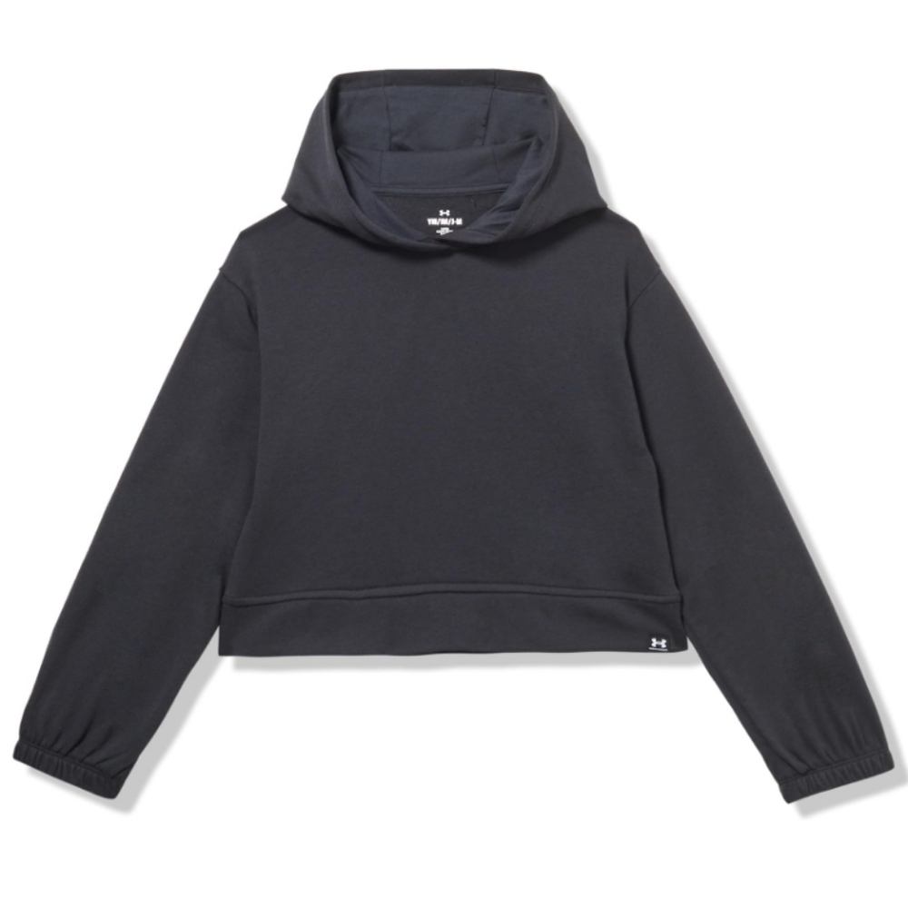 NWT Under Armour Girls Rival Hoodie Black Cropped Hooded Sweatshirt - Size S
